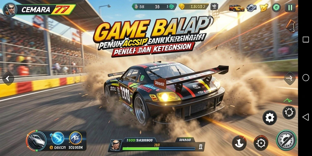 Screenshot CEMARA77 menampilkan balapan mendebarkan dengan grafis menawan.