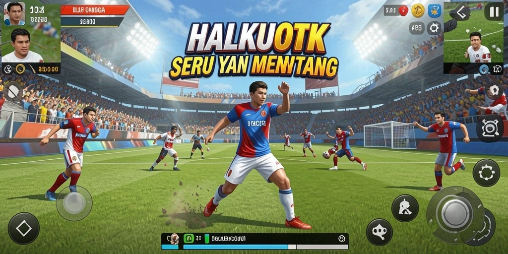 Tangkapan layar gameplay HALKUOTK dengan aksi olahraga yang intens.