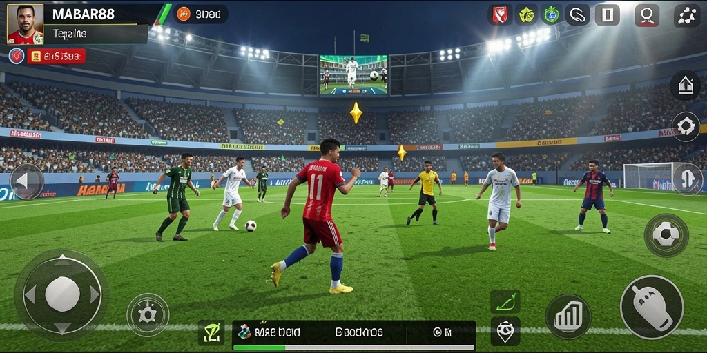Tampilan permainan seru di MABAR88 dengan aksi sepak bola mendebarkan.