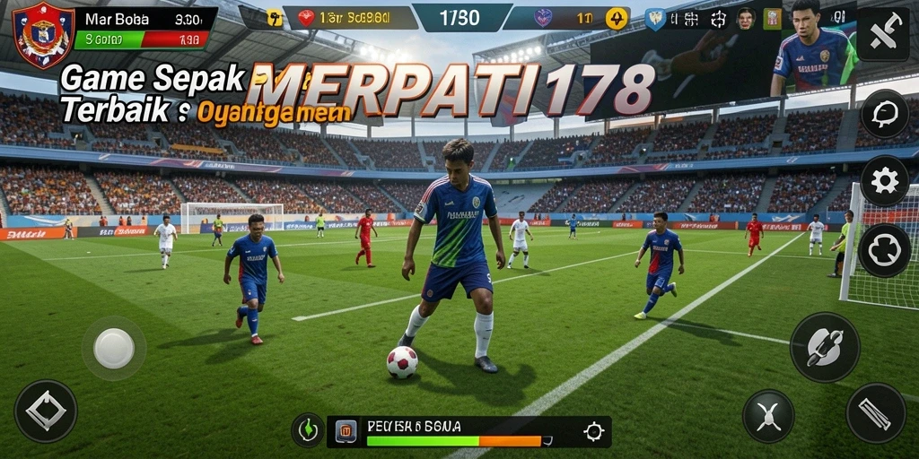 Tampilan gameplay MERPATI178 dengan suasana pertandingan sepak bola yang menegangkan.