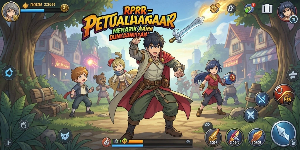 Tangkapan layar RPRR memperlihatkan pertarungan epik dalam dunia anime.