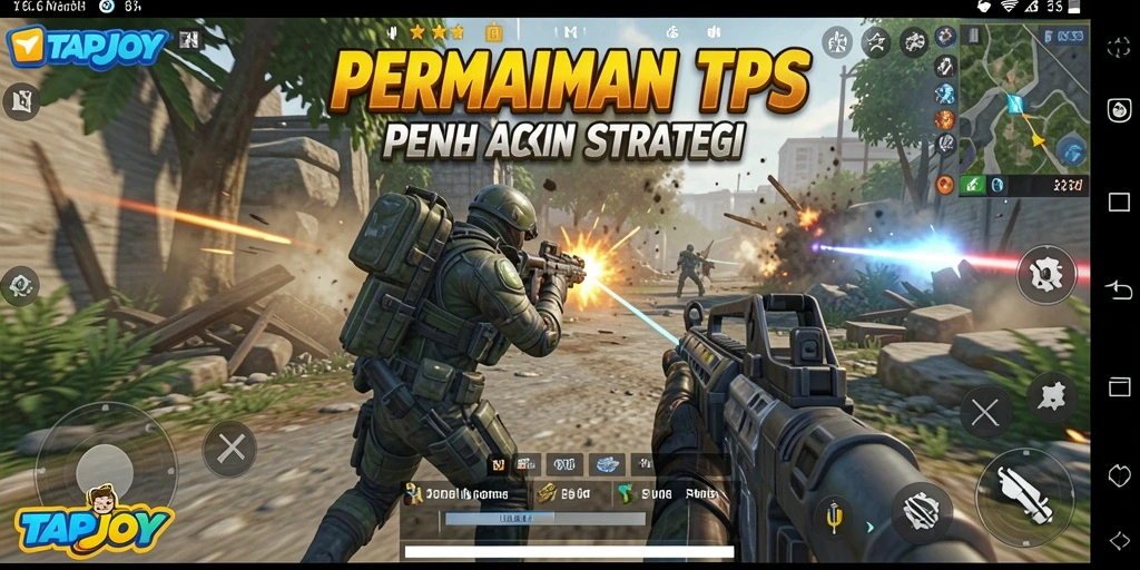 Screenshot gameplay TAPJOY yang menampilkan aksi pertempuran seru.