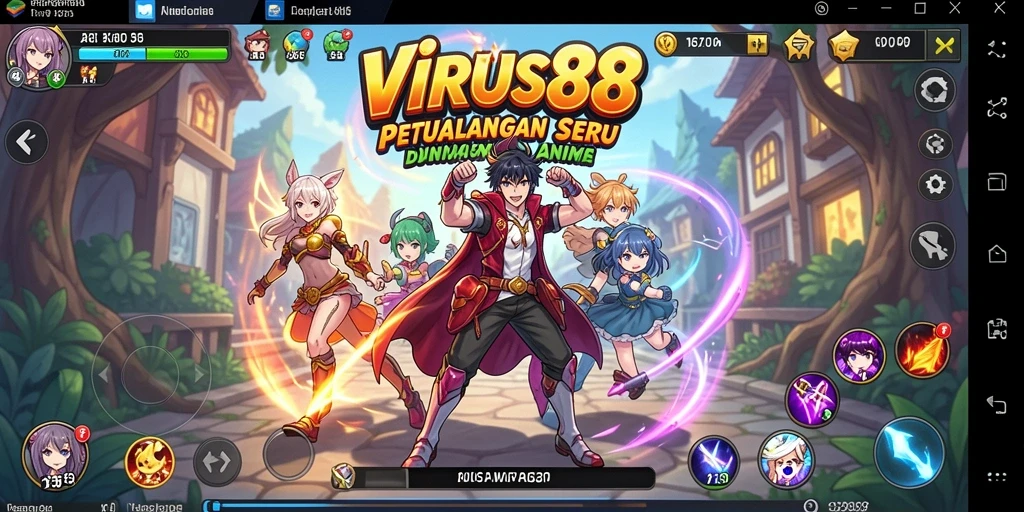 Tangkapan layar menunjukkan aksi seru di VIRUS88 dengan karakter Anime.