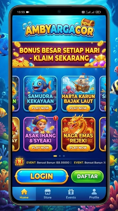 Tampilan antarmuka modern ambyargacor saat mengunduh aplikasi.